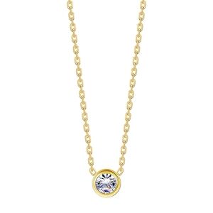 Brand New 18K Gold Cubic Zirconia Insert Bezel Necklace